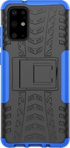 Samsung Galaxy S20 Plus Hoesje - Mobigear - Tire Serie - Hard Kunststof Backcover - Zwart / Blauw - Hoesje Geschikt Voor Samsung Galaxy S20 Plus