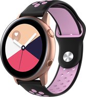 Siliconen Smartwatch bandje - Geschikt voor  Samsung Galaxy Watch Active sport band - zwart roze - Horlogeband / Polsband / Armband