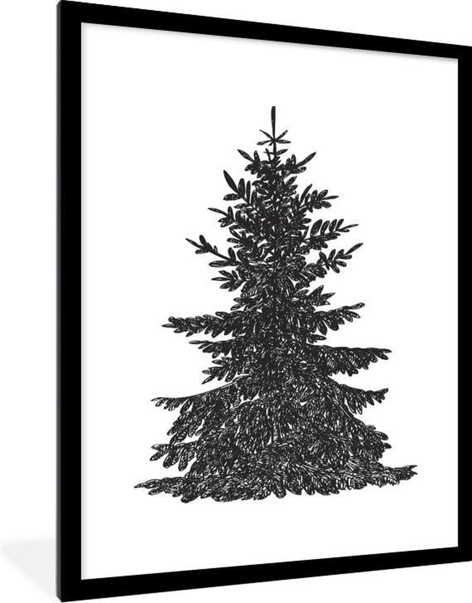 Fotolijst Incl Poster Een Zwart wit Tekening Van Een Denneboom fotolijst-incl-poster-een-zwart-wit-tekening-van-een-denneboom