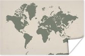 Carte du monde grise avec une illustration d'une girafe 180x120 cm