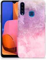 Telefoonhoesje Geschikt voor Samsung Galaxy A20s Silicone Back Cover Pink Purple Paint