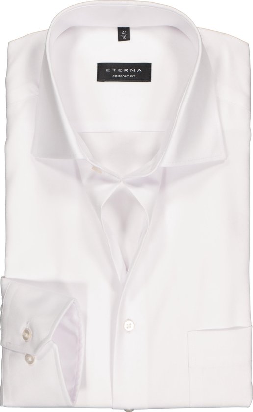 ETERNA Comfort Fit overhemd - wit niet doorschijnend twill - Strijkvrij - Boordmaat: