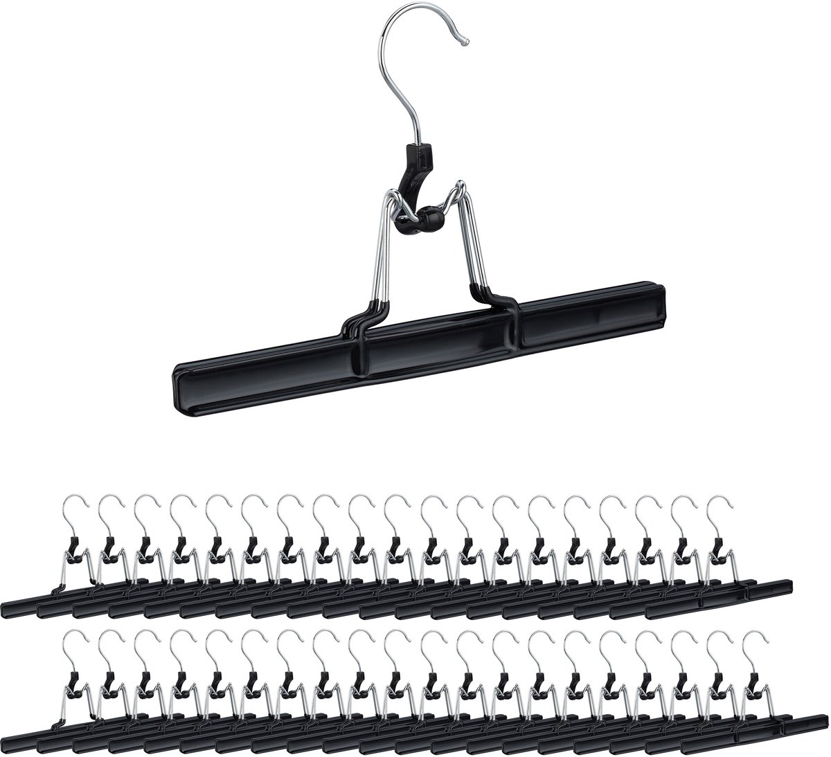 40x broekhanger metaal - rokhanger - kledinghanger - broekenklem - zwart - klem