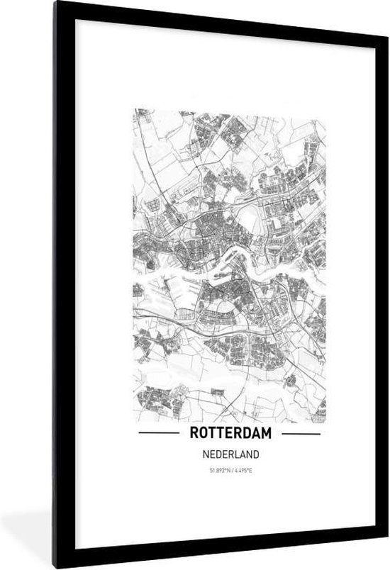 Fotolijst Poster - Stadskaart Rotterdam - 60x90 - Posterlijst bol.com