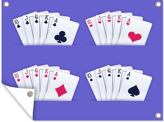 Tuin decoratie Een rijtje van royal flush in poker als illustratie - 40x30 cm - Tuindoek - Buitenposter