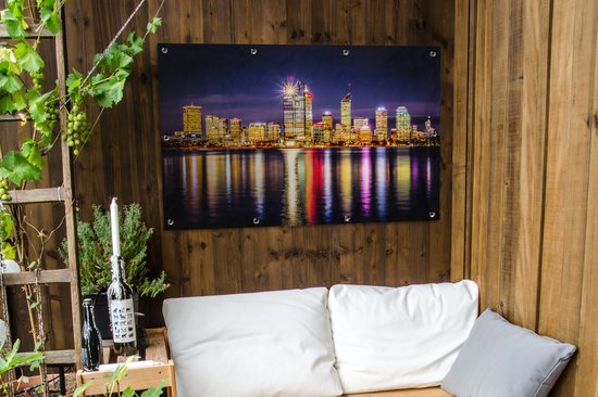Affiche de jardin The Skyline of Perth at night 120x80 cm - Toile de jardin / Toile d'extérieur / Peintures pour l'extérieur (décoration de jardin)