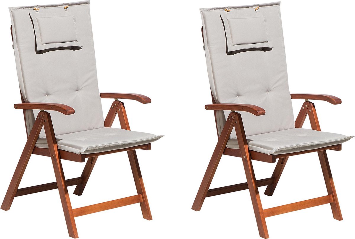 Beliani TOSCANA - Set of 2 Chairs - Donkere houtkleur - Acaciahout | bol.com