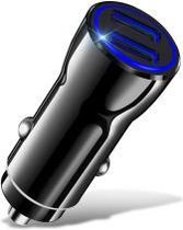 Autolader USB - Telefoonlader voor in de Auto - 2 USB aansluitingen - 12V - Zwart