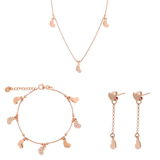 Orphelia SET-7381 - Ensemble de bijoux: Collier + Bracelet + Boucles d'oreilles - Argent 925 Rosé - Zircone