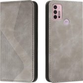 Voor Motorola Moto G10 Power Skin Voel Magnetisch S-type Effen Kleur Horizontale Flip Lederen Case met Houder & Kaartsleuf & Portemonnee (Grijs)