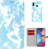 Voor Samsung Galaxy A10e/A20e Cloud Fog Pattern Horizontal Flip Leather Case met houder & kaartsleuf & portemonnee (hemelsblauw)