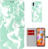 Voor Samsung Galaxy A11/M11 EU Versie Cloud Fog Patroon Horizontale Flip Lederen Case met Houder & Kaartsleuf & Portemonnee (Mintgroen)