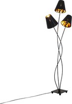 QAZQA melis - Moderne Vloerlamp | Staande Lamp met kap - 3 lichts - H 1300 mm - Zwart -  Woonkamer | Slaapkamer