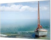 HalloFrame - Schilderij - Zeilboot In De Branding Wandgeschroefd - Zwart - 150 X 100 Cm