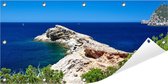 Tuinposter Ibiza 100 x 50 cm incl. Metalen ringen - (Buitenposter - Tuindoek - Buitencanvas - Schilderijen voor buiten - tuin decoratie)
