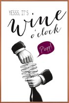 JUNIQE - Poster met kunststof lijst Wine o'clock -30x45 /Paars & Wit