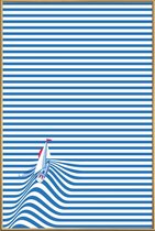 JUNIQE - Poster met kunststof lijst Sail Away -13x18 /Blauw & Wit