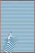 JUNIQE - Poster met kunststof lijst Sail Away -20x30 /Blauw & Wit
