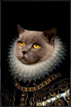 JUNIQE - Poster in kunststof lijst Golden Eyes -20x30 /Grijs & Zwart