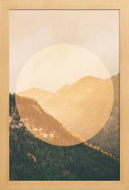 JUNIQE - Poster in houten lijst Alpen - foto -20x30 /Bruin & Geel