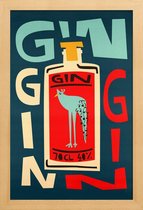 JUNIQE - Poster in houten lijst Gin Gin Gin -20x30 /Rood