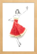 JUNIQE - Poster in houten lijst Watermeloen - modeschets -30x45 /Rood