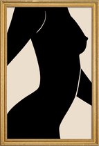 JUNIQE - Poster met houten lijst Silhouette II -30x45 /Grijs & Ivoor