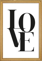 JUNIQE - Poster met houten lijst Love 2 -13x18 /Wit & Zwart