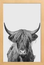 JUNIQE - Poster in houten lijst Highland Cow Classic -30x45 /Wit &