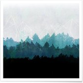 JUNIQE - Poster Woods Abstract -30x30 /Blauw & Grijs