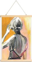 JUNIQE - Posterhanger Give Her Just A Second -30x45 /Geel & Grijs