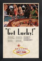 JUNIQE - Poster in houten lijst Get Lucky! Daft Punk -60x90 /Ivoor