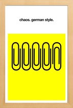 JUNIQE - Poster met houten lijst German Chaos -13x18 /Geel & Zwart