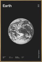 JUNIQE - Poster met kunststof lijst Earth -13x18 /Grijs & Zwart