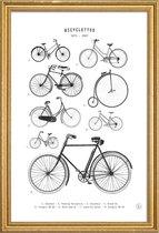 JUNIQE - Poster met houten lijst Bicyclettes -30x45 /Wit & Zwart