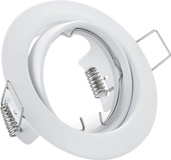 Spot Fixture GU10 - Torna - Encastré rond - Aluminium Wit mat - Inclinable Ø83mm