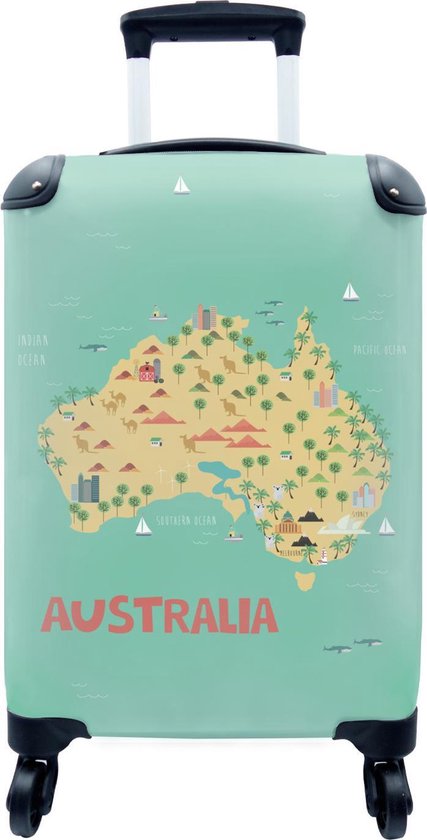 Valise - Carte illustrée de l'Australie - 35x55x20 cm - Bagage à Bagage à  main - Trolley | bol.com