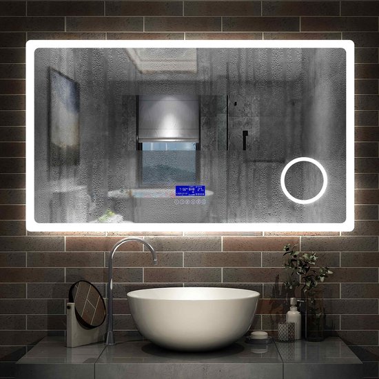 Miroir de salle de bain LED 140×80cm 2 couleurs claires 2700/6000K miroir  mural avec... | bol
