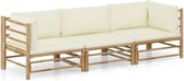 Loungeset | tuinset| loungebank | loungebank 3 persoons | wit | bamboe | loungebank tuin | loungebank balkon | loungebank tuinmeubels | loungebank 3 zits | loungebank kussens | Vida xl |