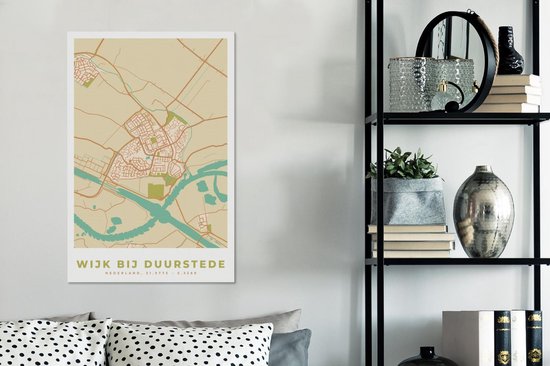 Peintures sur toile - Carte - Wijk bij Duurstede - Vintage - 60x90 cm - Décoration murale