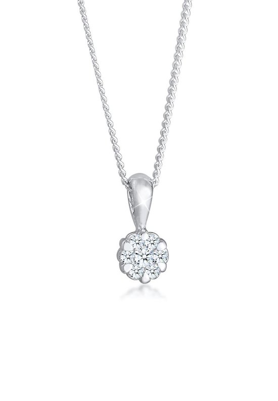 Elli PREMIUM Halsketting Dames hanger Brilliant Precious met diamant (0.12 ct.) in 925 Sterling Zilver