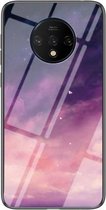 Voor OnePlus 7T Sterrenhemel Geschilderd Gehard Glas TPU Schokbestendig Beschermhoes (Dream Sky)