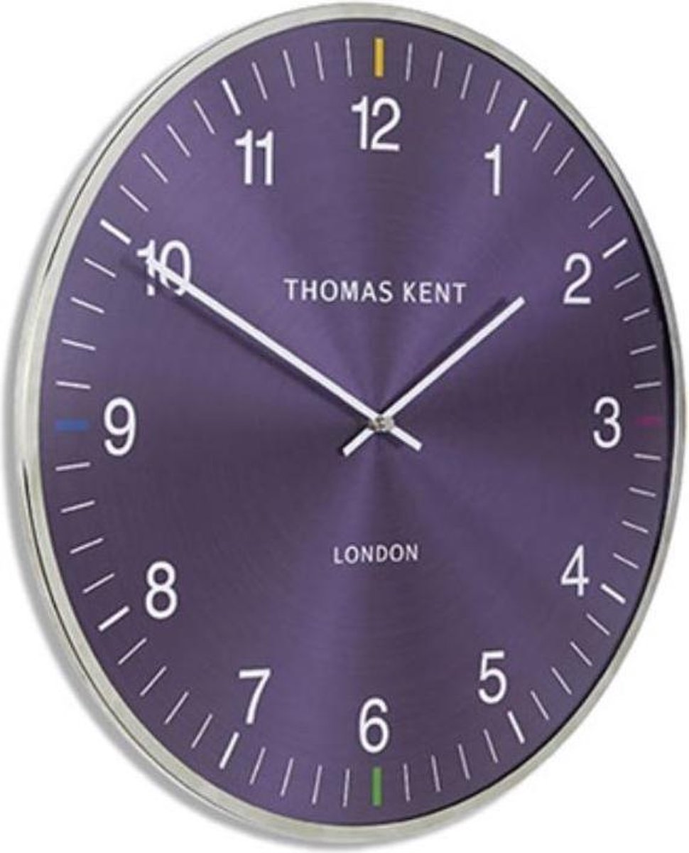 Thomas Kent - Wandklok rond Oyster S - 40cm - Paars met zilver