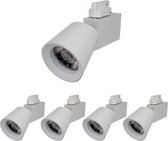LED-railspot 25W 38 ° eenfasig WIT (5 stuks) - Warm wit licht