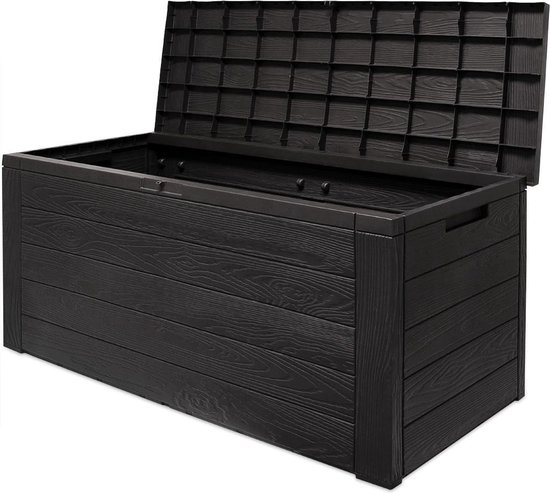Woody Tuin Opbergbox - 324 liter 45x120x60 cm - Tuinkussenbox - Antraciet/bruin - Merkloos
