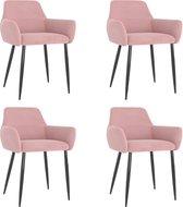 Medina Eetkamerstoelen 4 st fluweel roze