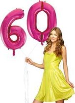 Pink cijfer ballon 60 inclusief helium gevuld.