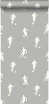 ESTAhome behang voetbalspelers taupe - 128801 - 53 cm x 10.05 m
