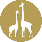 ESTAhome zelfklevende behangcirkel giraffen okergeel en wit - 158978 - 70 x 70 cm
