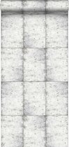 ESTAhome behang zinken platen licht warm grijs - 138877 - 53 cm x 10,05 m